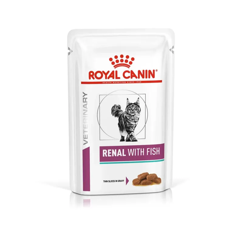 Beställ nu Royal Canin Veterinary Diets Vital Renal Fish våtfoder för katt 85 g