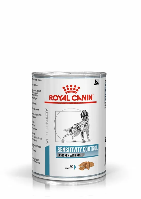 Snabb frakt Royal Canin Veterinary Diets Derma Sensitivity Control Chicken Can våtfoder för hund 12x410 g