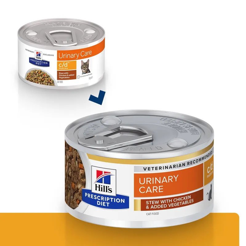 Begränsat antal Hill‘s Prescription Diet Feline c/d Urinary Care Chicken & Vegetables Stew 82 g