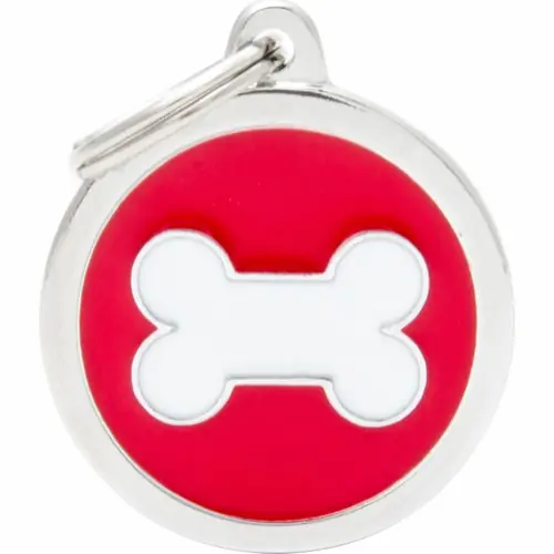 Begränsad tid MyFamily ID-bricka charms, cirkel röd, ben vit, stor
