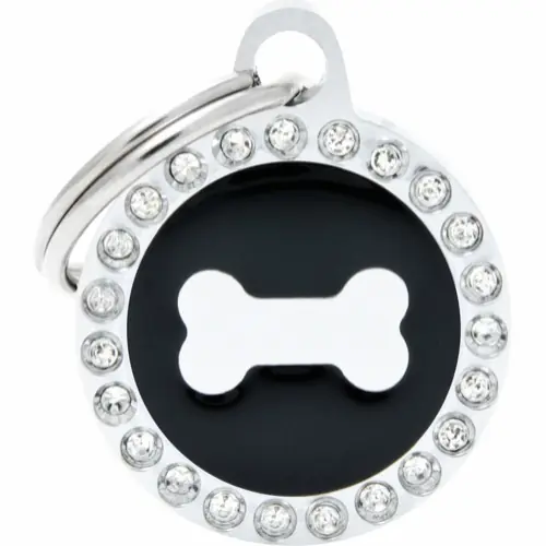 MyFamily ID-bricka glam, cirkel med ben, svart Expressleverans