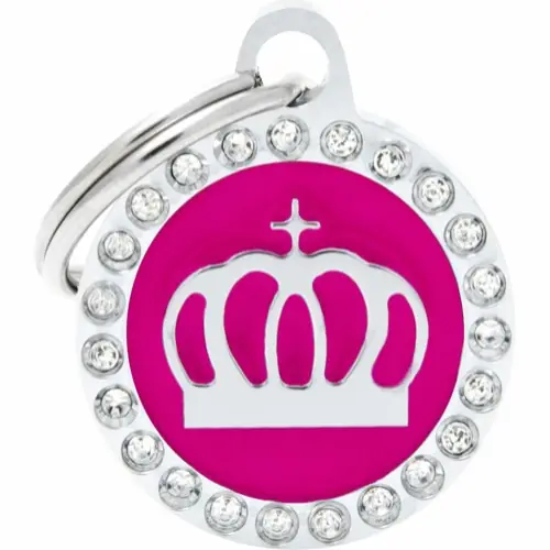 MyFamily ID-bricka glam, cirkel med krona, rosa Kampanj