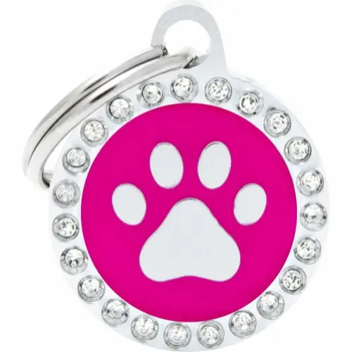 I lager MyFamily ID-bricka glam, cirkel med tass, rosa
