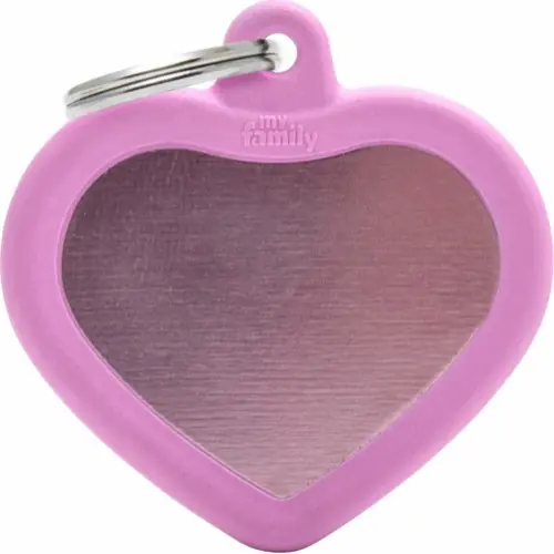 Begränsat antal MyFamily ID-bricka hush, hjärta rosa, gummi rosa