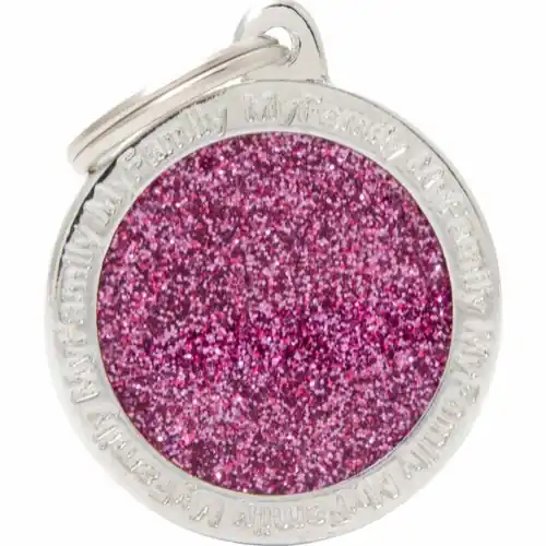 Begränsad tid MyFamily ID-bricka shine, cirkel stor, rosa