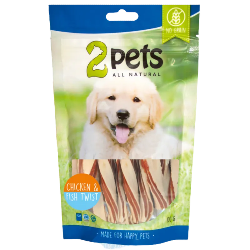 2pets Dogsnack Chicken&Fish Twist 100 g Premium