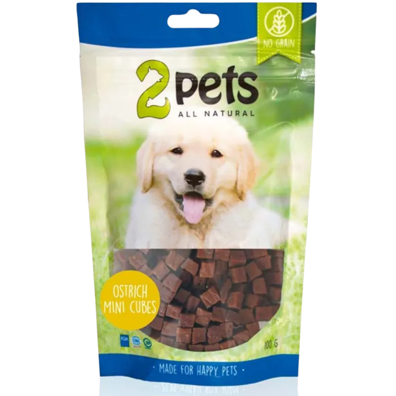 2pets Dogsnack Ostrich MiniCubes 100g Billig